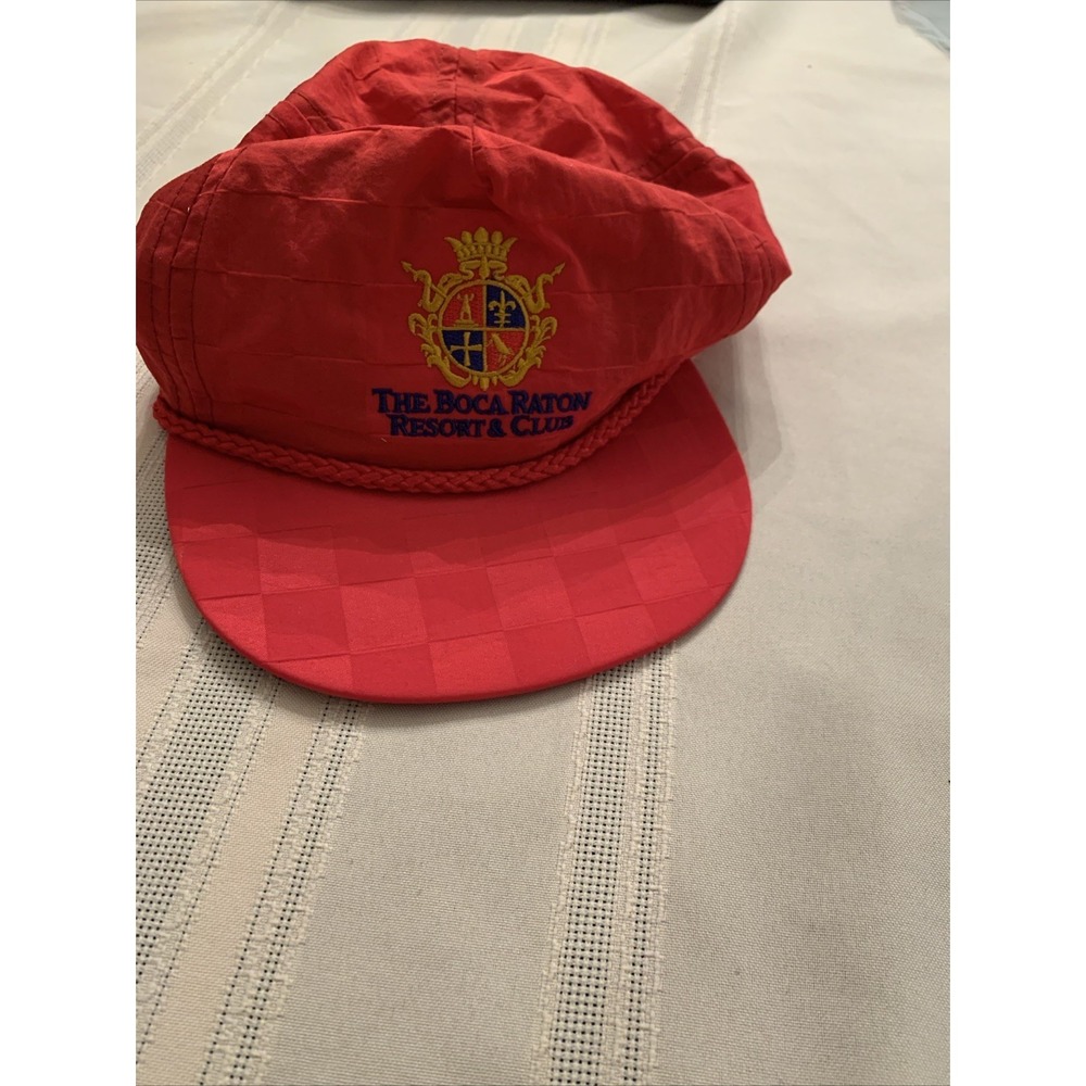 Vintage Boca Raton Resort & Club Hat Imperial Rope Hat Red Checkered Golf Cap